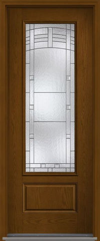WDMA 34x96 Door (2ft10in by 8ft) Exterior Oak Maple Park 8ft 3/4 Lite 1 Panel Fiberglass Single Door 1