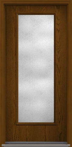 WDMA 34x96 Door (2ft10in by 8ft) Patio Oak Rainglass 8ft Full Lite Flush Fiberglass Single Exterior Door 1