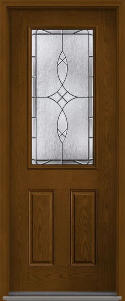 WDMA 34x96 Door (2ft10in by 8ft) Exterior Oak Blackstone 8ft Half Lite 2 Panel Fiberglass Single Door 1