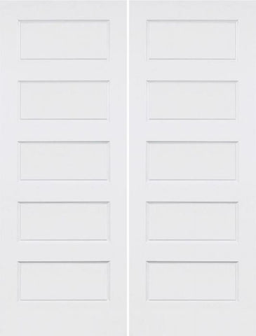 WDMA 36x80 Door (3ft by 6ft8in) Interior Barn Smooth 80in Conmore 5 Panel Shaker Solid Core Double Door|1-3/4in Thick 1