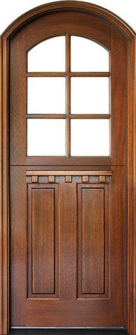 WDMA 36x96 Door (3ft by 8ft) Exterior Swing Mahogany Craftsman 2 Panel Vertical 6 Lite Arched Single Door/Arch Top Dutch Door 1