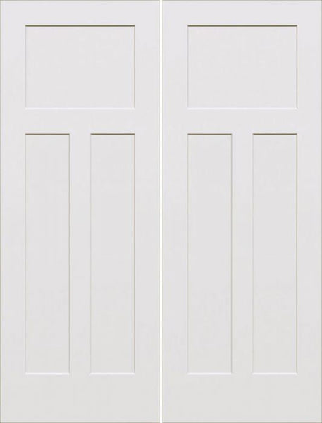 WDMA 40x80 Door (3ft4in by 6ft8in) Interior Barn Smooth 80in Craftsman III 3 Panel Shaker Hollow Core Double Door|1-3/8in Thick 1