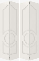 WDMA 40x84 Door (3ft4in by 7ft) Interior Barn Smooth 3140 MDF 3 Panel Arch Panel Circle Double Door 2