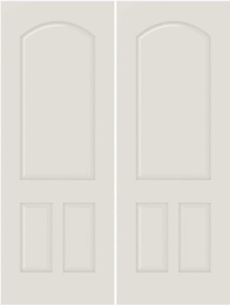 WDMA 44x80 Door (3ft8in by 6ft8in) Interior Bypass Smooth 3200 MDF 3 Panel Arch Panel Double Door 1