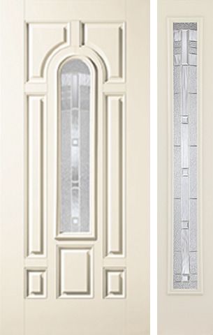 WDMA 44x80 Door (3ft8in by 6ft8in) Exterior Smooth MaplePark Center Arch Lite 7 Panel Star Door 1 Side 1