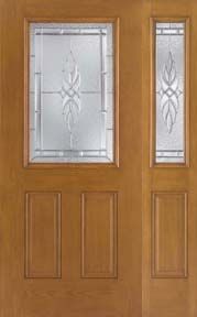 WDMA 46x80 Door (3ft10in by 6ft8in) Exterior Oak Fiberglass Door 1/2 Lite Kensington 6ft8in 1 Sidelight 1