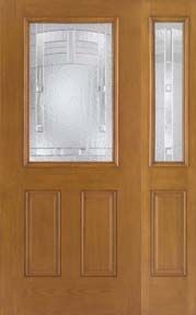 WDMA 46x80 Door (3ft10in by 6ft8in) Exterior Oak Fiberglass Door 1/2 Lite Maple Park 6ft8in 1 Sidelight 1