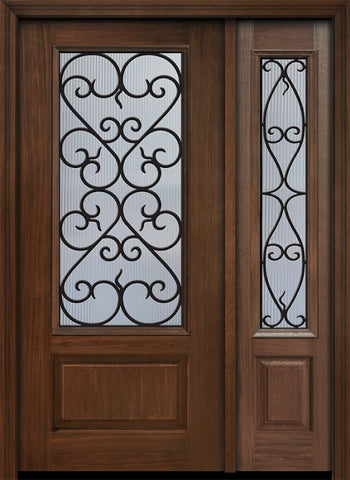 WDMA 46x80 Door (3ft10in by 6ft8in) Exterior Cherry 80in 1 Panel 3/4 Lite Palermo / Walnut Door /1side 1