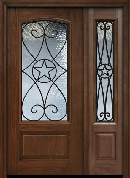 WDMA 46x80 Door (3ft10in by 6ft8in) Exterior Cherry 80in 1 Panel 3/4 Arch Lite Austin / Walnut Door /1side 1