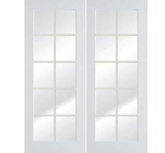 WDMA 48x80 Door (4ft by 6ft8in) Interior Swing Smooth 10 Lite Primed Double Door 1