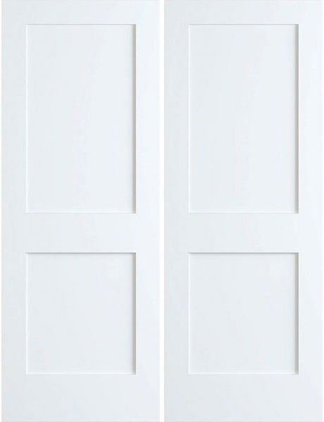 WDMA 48x80 Door (4ft by 6ft8in) Interior Swing Pine 80in Primed 2 Panel Shaker Double Door | 4102 1