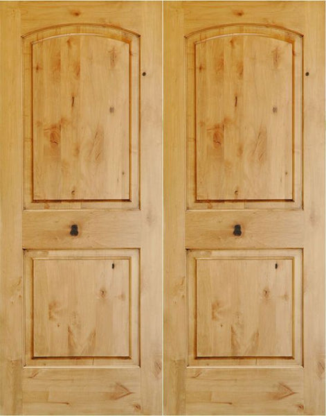 WDMA 48x80 Door (4ft by 6ft8in) Interior Swing Knotty Alder 80in 2 Panel Arch Double Door 1-3/8in Thick KW-121 1