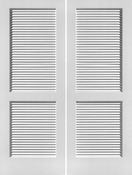 WDMA 48x96 Door (4ft by 8ft) Interior Swing Pine 96in Primed Louver Over Louver Double Door | 730 1