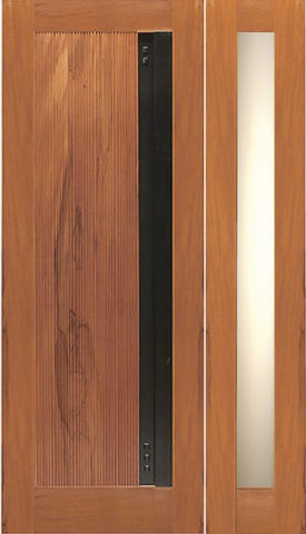 WDMA 50x80 Door (4ft2in by 6ft8in) Exterior Tropical Hardwood Single Door One Side light with Contemporary Heavy Iron Handle 1