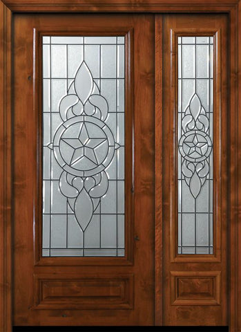 WDMA 50x80 Door (4ft2in by 6ft8in) Exterior Knotty Alder 36in x 80in 3/4 Lite Brazos Alder Door /1side 1