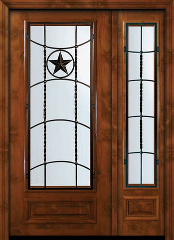 WDMA 50x80 Door (4ft2in by 6ft8in) Exterior Knotty Alder 36in x 80in 3/4 Lite Texan Alder Door /1side 1