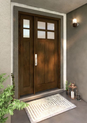 WDMA 51x80 Door (4ft3in by 6ft8in) Exterior Swing Mahogany 4 Lite Craftsman Single Entry Door Sidelight 1