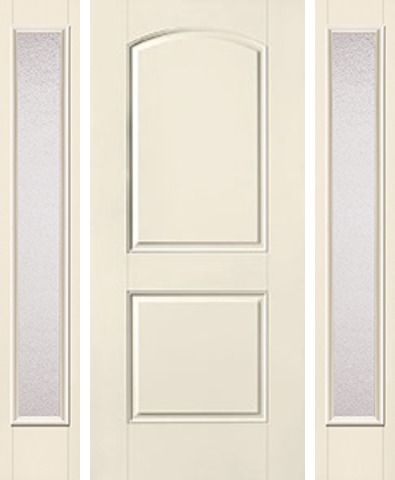 WDMA 52x80 Door (4ft4in by 6ft8in) Exterior Smooth 2 Panel Soft Arch Star Door 2 Sides Granite Full Lite 1