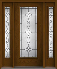 WDMA 52x80 Door (4ft4in by 6ft8in) Exterior Oak Blackstone Full Lite W/ Stile Lines Fiberglass Door 2 Sides 1