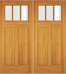WDMA 52x96 Door (4ft4in by 8ft) Exterior Swing Cypress Wood Top View Craftsman Double Door 1