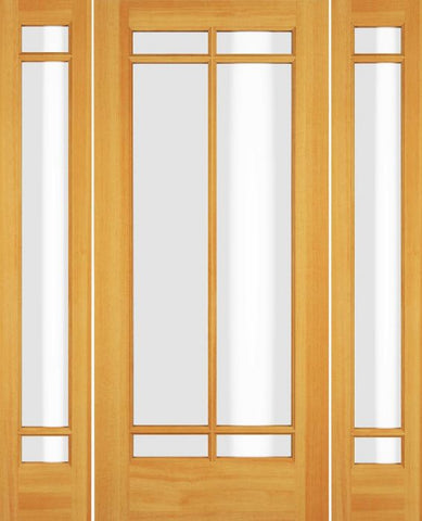 WDMA 52x96 Door (4ft4in by 8ft) Exterior Swing Maple Wood Full Lite Prairie Arts and Craft Single Door / 2 Sidelight 1