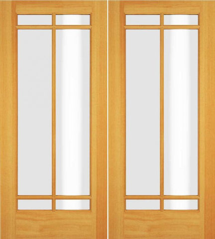 WDMA 52x96 Door (4ft4in by 8ft) Exterior Swing Poplar Wood Full Lite Prairie Arts and Craft Double Door 1
