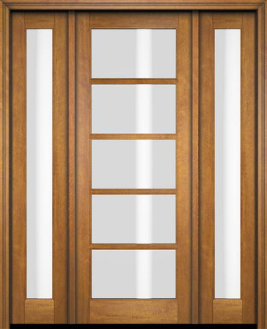 WDMA 52x96 Door (4ft4in by 8ft) Exterior Swing Mahogany 5 Lite TDL Single Entry Door Full Sidelights 1