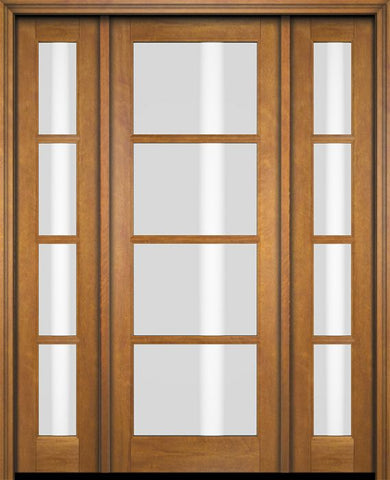 WDMA 52x96 Door (4ft4in by 8ft) Exterior Swing Mahogany 4 Lite TDL Single Entry Door Sidelights 1