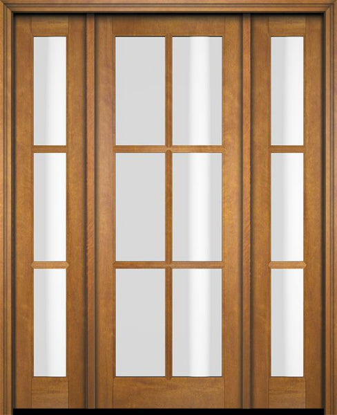 WDMA 52x96 Door (4ft4in by 8ft) Exterior Swing Mahogany 6 Lite TDL Single Entry Door Sidelights 1