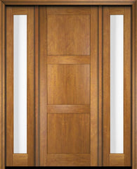 WDMA 52x96 Door (4ft4in by 8ft) Exterior Swing Mahogany Modern 3 Flat Panel Shaker Single Entry Door Sidelights 1