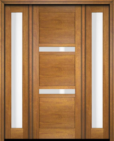 WDMA 52x96 Door (4ft4in by 8ft) Exterior Swing Mahogany 132 Windermere Shaker Single Entry Door Sidelights 1