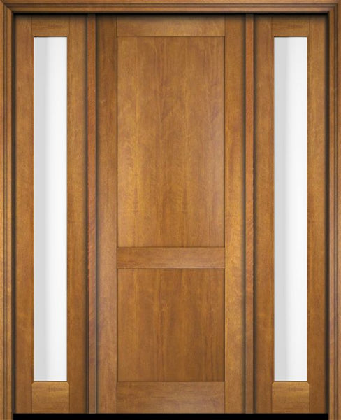 WDMA 52x96 Door (4ft4in by 8ft) Exterior Swing Mahogany Modern 2 Flat Panel Shaker Single Entry Door Sidelights 1