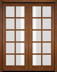 WDMA 52x96 Door (4ft4in by 8ft) French Swing Mahogany 10 Lite TDL Exterior or Interior Double Door 4