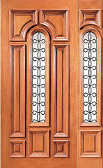 WDMA 54x80 Door (4ft6in by 6ft8in) Exterior Mahogany Insulated Center Lite House Door One Sidelight 1