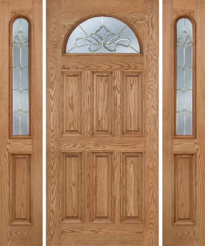 WDMA 54x80 Door (4ft6in by 6ft8in) Exterior Oak Merritt Single Door/2side w/ BO Glass 1