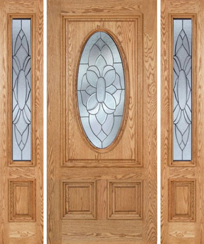 WDMA 54x80 Door (4ft6in by 6ft8in) Exterior Oak Watson Single Door/2side w/ BO Glass 1