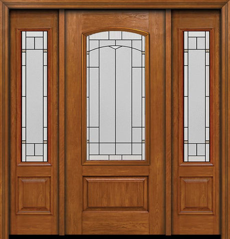 WDMA 54x80 Door (4ft6in by 6ft8in) Exterior Cherry Camber 3/4 Lite Single Entry Door Sidelights Topaz Glass 1