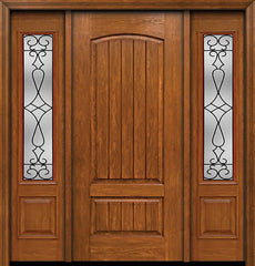 WDMA 54x80 Door (4ft6in by 6ft8in) Exterior Cherry Plank Two Panel Single Entry Door Sidelights 3/4 Lite Wyngate Glass 1