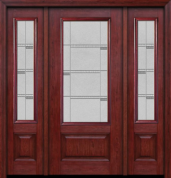 WDMA 54x80 Door (4ft6in by 6ft8in) Exterior Cherry 3/4 Lite 1 Panel Single Entry Door Sidelights Crosswalk Glass 1
