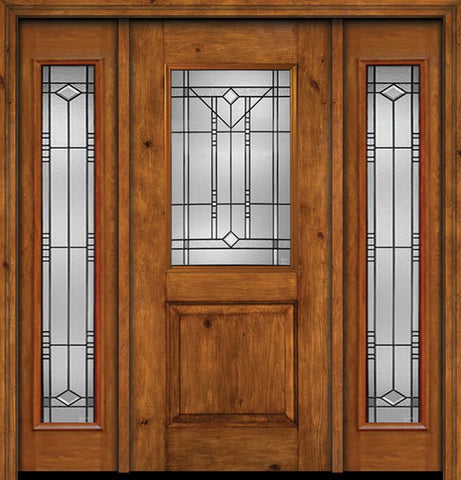 WDMA 54x80 Door (4ft6in by 6ft8in) Exterior Cherry Alder Rustic Plain Panel 1/2 Lite Single Entry Door Sidelights Full Lite Riverwood Glass 1