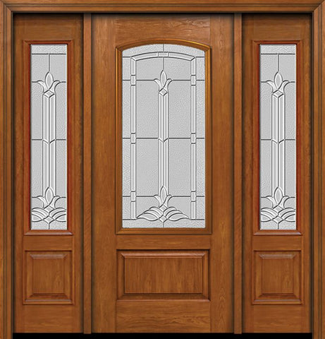 WDMA 54x80 Door (4ft6in by 6ft8in) Exterior Cherry Camber 3/4 Lite Single Entry Door Sidelights Bristol Glass 1
