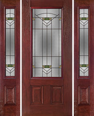 WDMA 54x80 Door (4ft6in by 6ft8in) Exterior Cherry 3/4 Lite Two Panel Single Entry Door Sidelights GR Glass 1