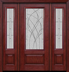 WDMA 54x80 Door (4ft6in by 6ft8in) Exterior Cherry 3/4 Lite 1 Panel Single Entry Door Sidelights Waterside Glass 1