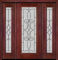 WDMA 54x80 Door (4ft6in by 6ft8in) Exterior Cherry Full Lite Single Entry Door Sidelights Ashbury Glass 1