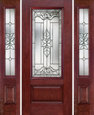 WDMA 54x80 Door (4ft6in by 6ft8in) Exterior Cherry 3/4 Lite 1 Panel Single Entry Door Sidelights CD Glass 1