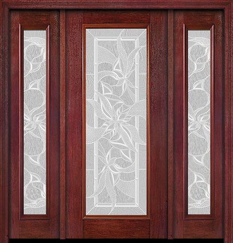 WDMA 54x80 Door (4ft6in by 6ft8in) Exterior Cherry Full Lite Single Entry Door Sidelights Impressions Glass 1