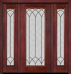 WDMA 54x80 Door (4ft6in by 6ft8in) Exterior Cherry Full Lite Single Entry Door Sidelights Davidson Glass 1