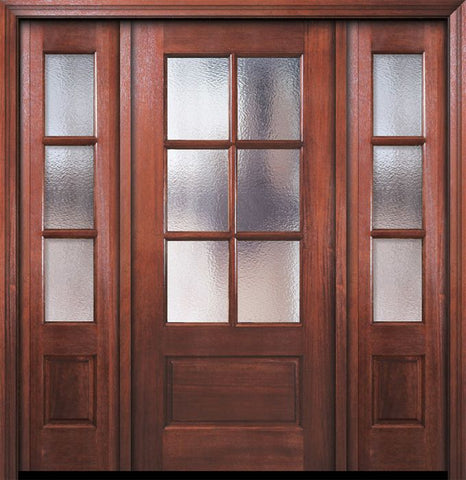WDMA 54x80 Door (4ft6in by 6ft8in) Exterior Mahogany 80in 6 Lite TDL DoorCraft Door /2side w/Textured Glass 1