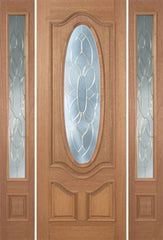 WDMA 54x96 Door (4ft6in by 8ft) Exterior Mahogany Carmel Single Door/2side w/ BO Glass - 8ft Tall 1