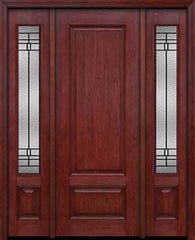 WDMA 54x96 Door (4ft6in by 8ft) Exterior Cherry 96in Two Panel Single Entry Door Sidelights Pembrook Glass 1